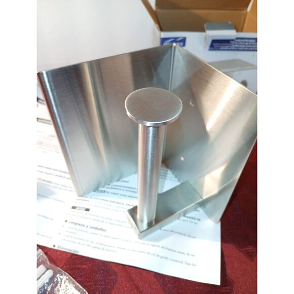 Toilet Paper Holder with Phone Shelf Brushed Stainless Steel NIB Wall Mounted - Picture 5 of 10